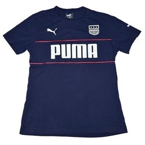 Puma Badge Navy‎ Blue Graphic Logo Short Sleeve T-Shirt Men's Size M